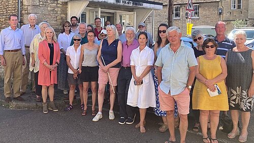 Roz and campaigners outside Tolsey Surgery