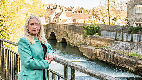 Roz Savage MP in front of South Cotswolds river