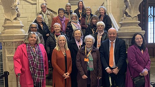 Roz Savage MP and Steve Darling MP with group of WASPI Women in Parliament